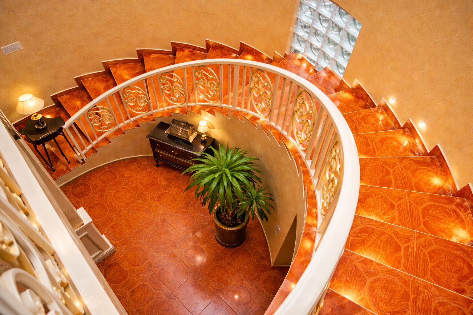 Grand spiral staircase marble interior Hidden Palace Cap-Haïtien