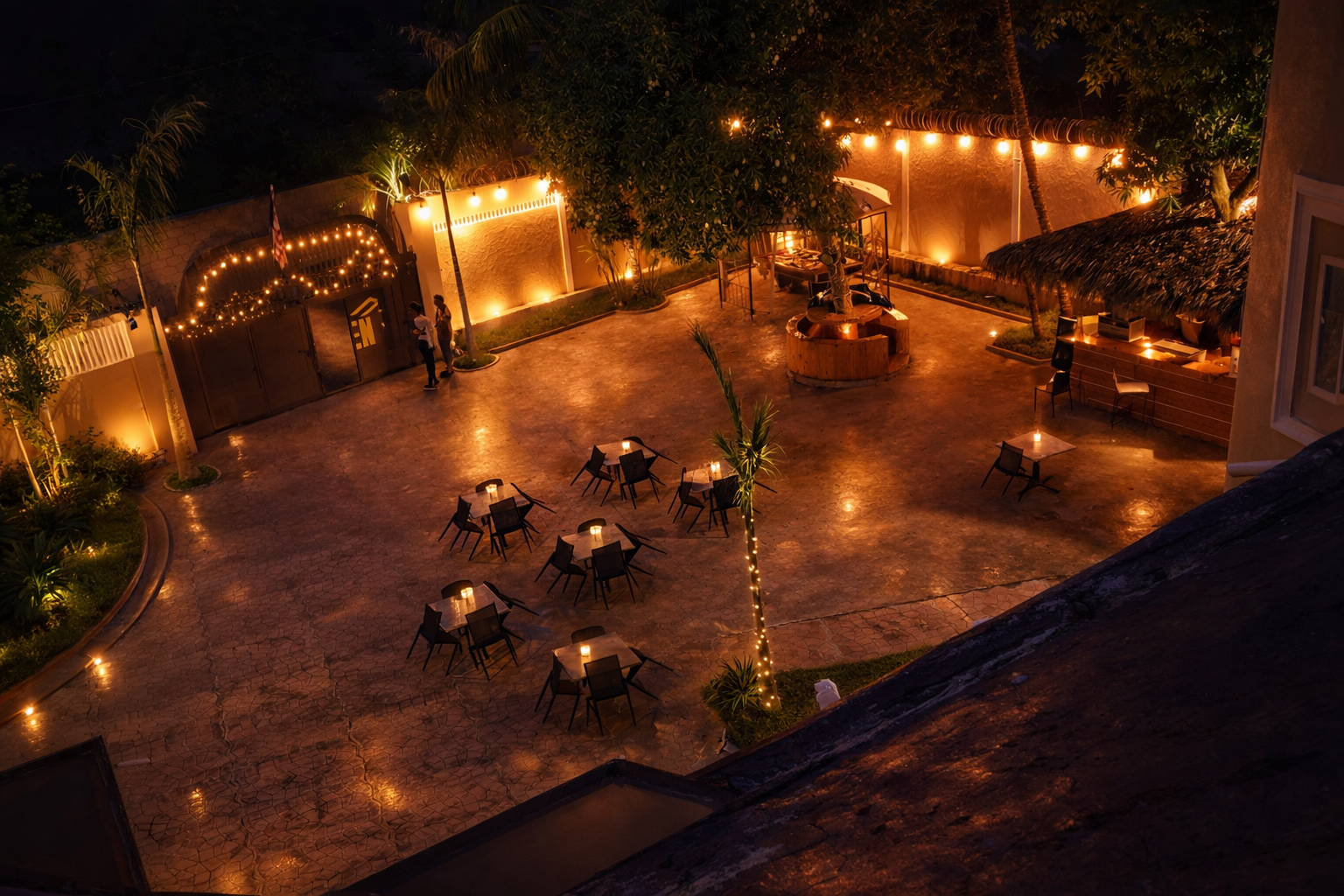 Cheap Hotels Cap Haitien - Beautiful Night Courtyard at Hidden Palace