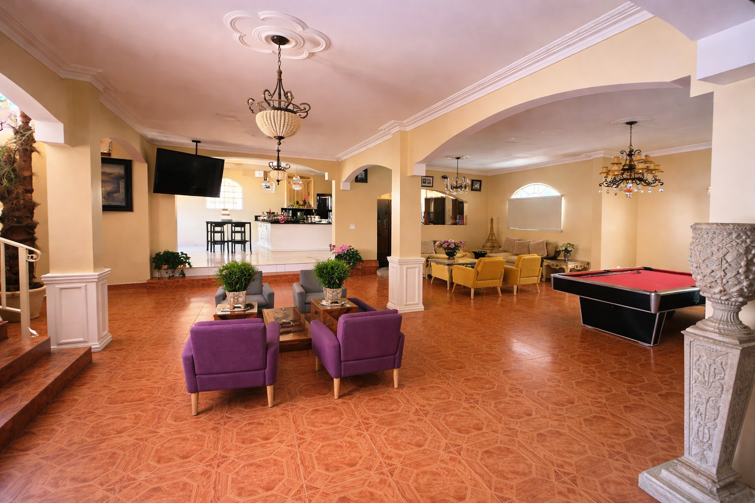 Luxury hotel lobby spacious seating