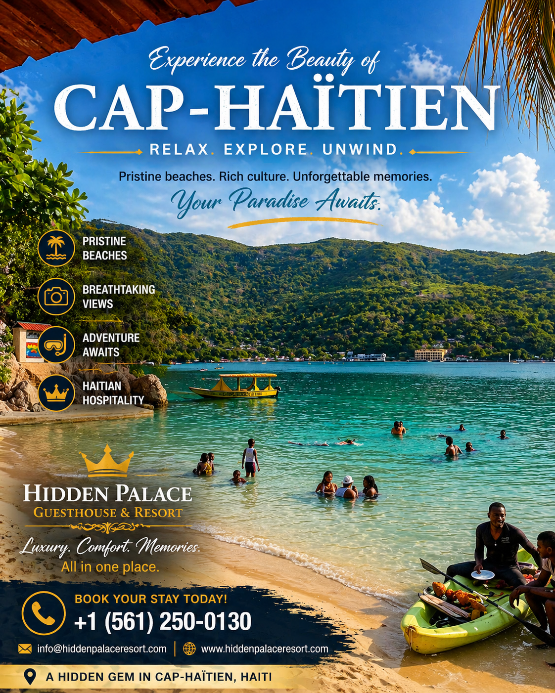 Beautiful Rival Beach near Cap-Haitien Haiti with clear turquoise water