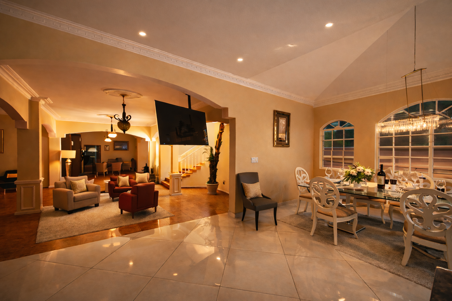 Spacious luxury living dining area in Cap Haitien Haiti Hidden Palace private villa rental