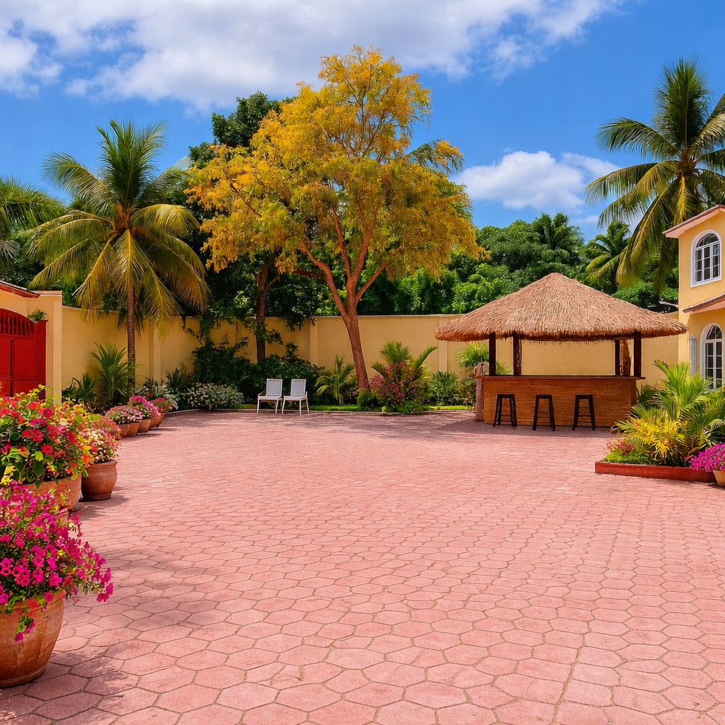 Courtyard bar lounge at Hidden Palace Guesthouse Cap Haitien